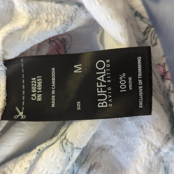 Buffalo Floral Tie Top White Pink M bohemian casual cottagecore spring summer - Picture 7 of 8